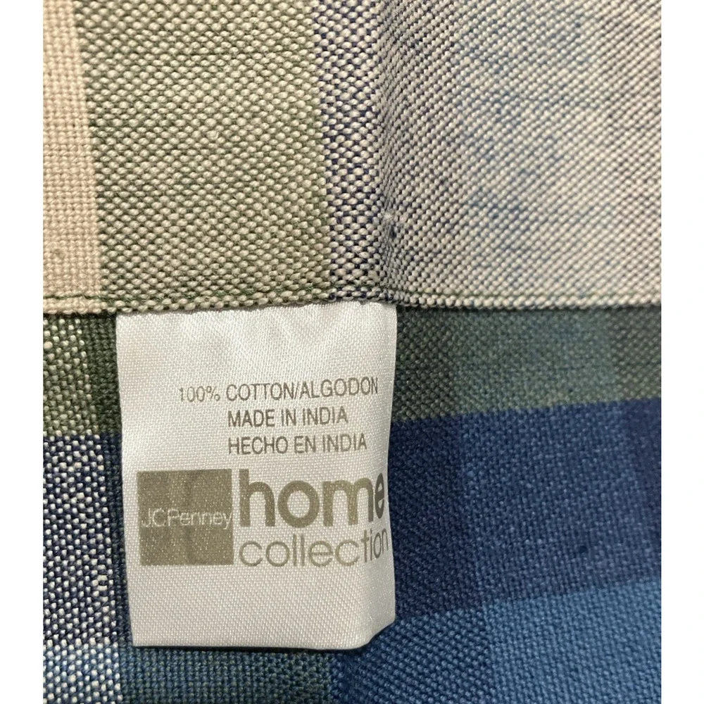 JCPenney Home Valance Bradley Stripe Plaid Valance Woven Cotton Blue Olive Green